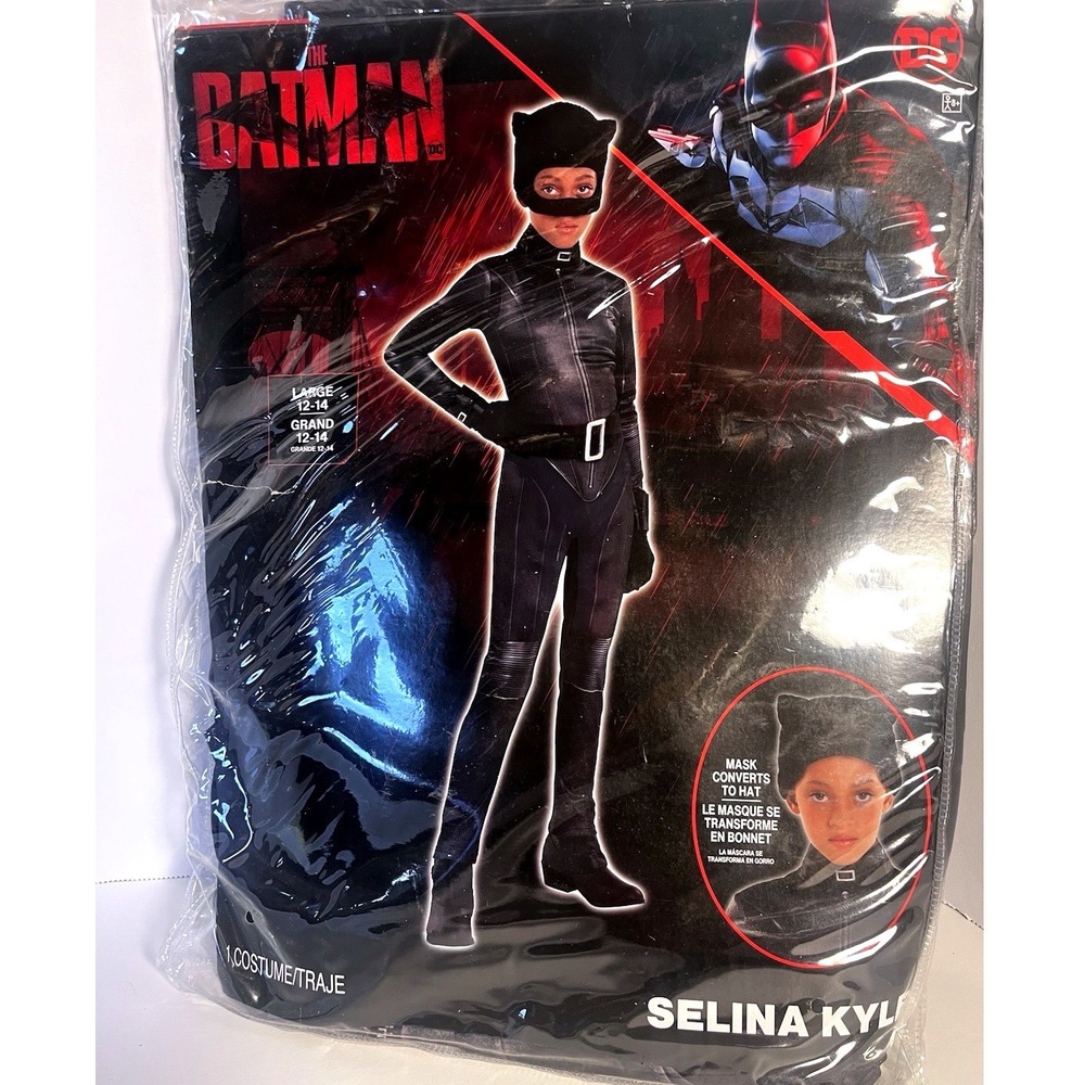 Girls Catwoman Costume Large 12-14 DC The Batman Selina Kyle Halloween New